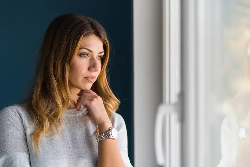 beautiful woman in thought