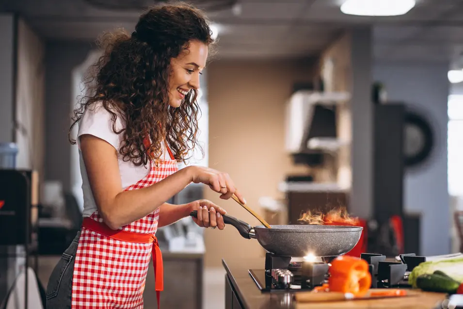 woman cooking dinner