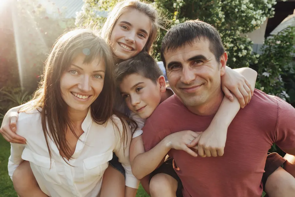 family in the backyard