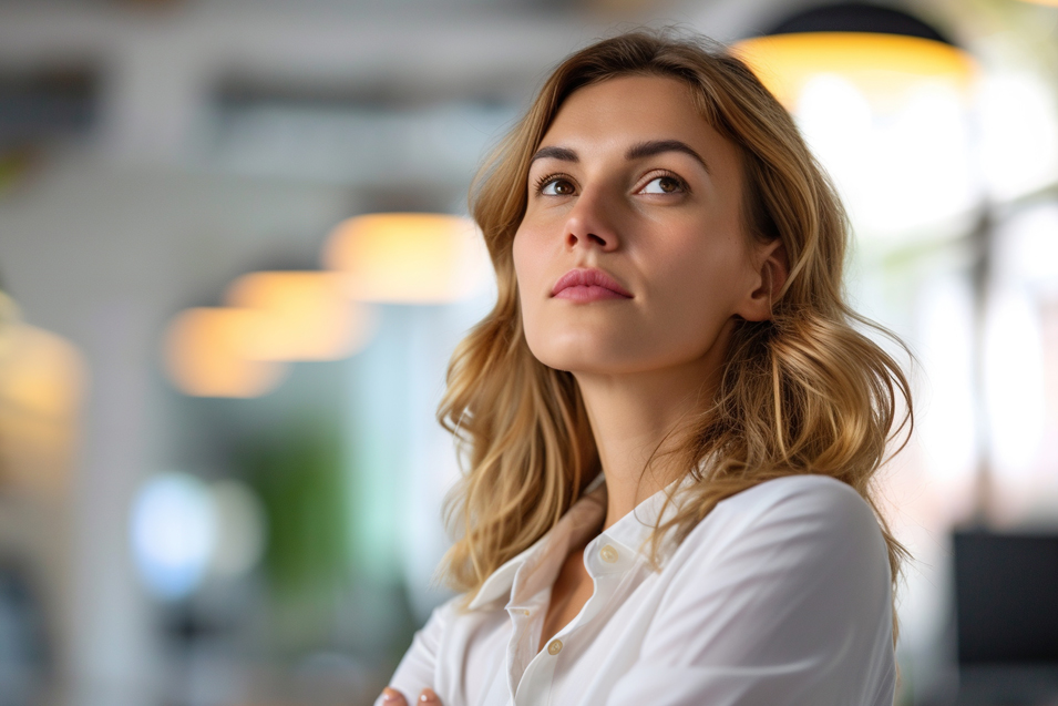Woman in white shirt